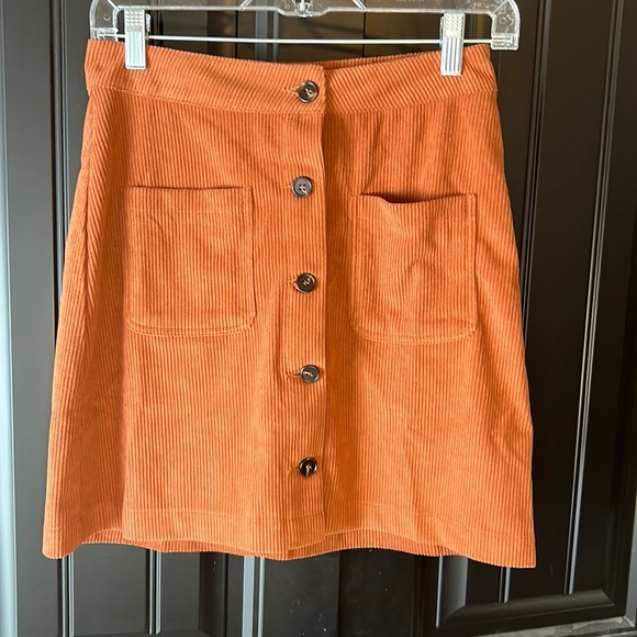 Terracotta Corduroy A Line Skirt - Picture 7 of 14